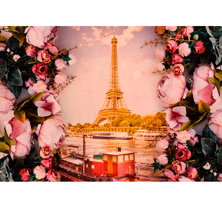 Fotobehang Parijs Eiffeltoren met bloemen - TenStickers