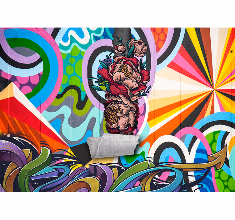 Fotobehang street art grafitti met rozen - TenStickers