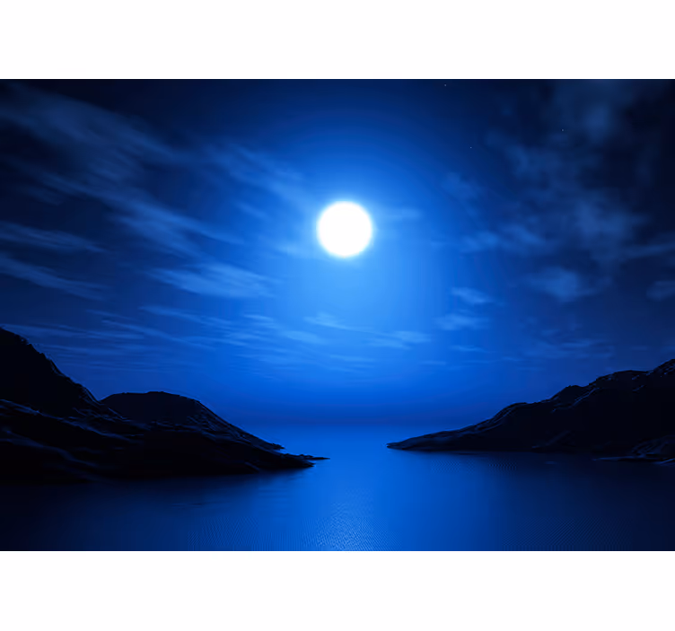 Fotobehang zee blue lagoon bij maanlicht - TenStickers