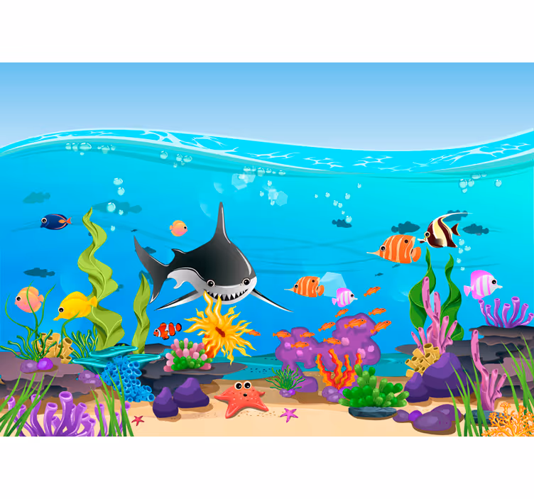 Onderwaterleven in zee foto behang kinderkamer - TenStickers