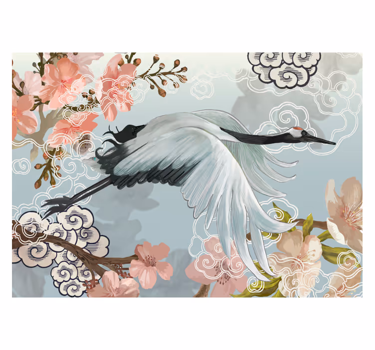 Elegante kraanvlucht foto behang diverse dieren - TenStickers