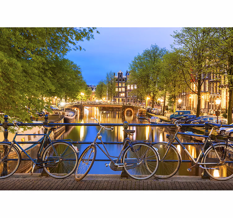 Amsterdamse gracht schemering foto behang Amsterdam - TenStickers