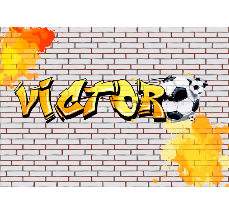 Tienerkamer fotobehang Voetbal graffiti - TenStickers