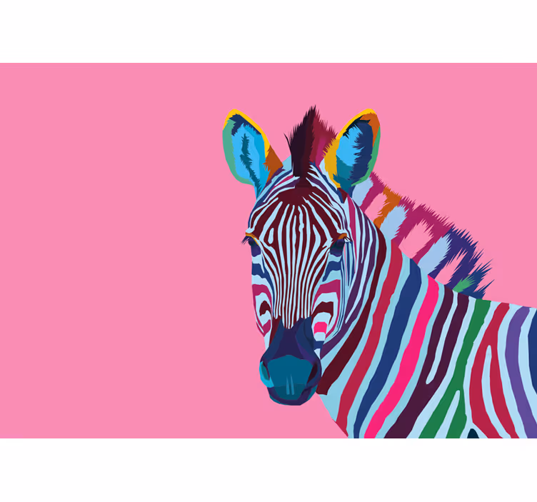 Dieren Zebra popart fotobehang - TenStickers