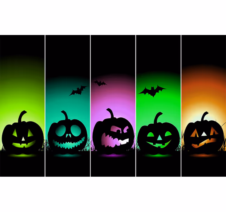 Fotobehang halloween pompoengezichten - TenStickers