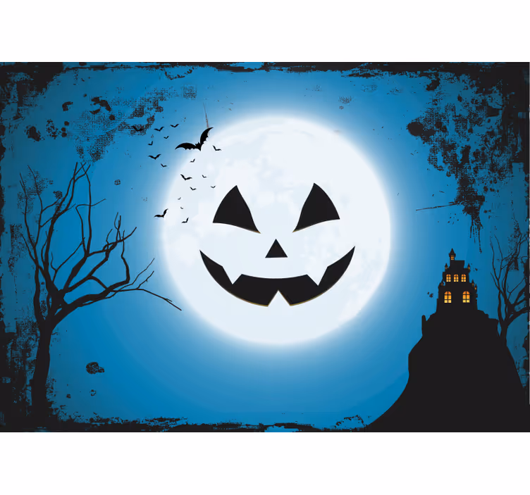 Griezelige pompoen grijns fotobehang halloween - TenStickers