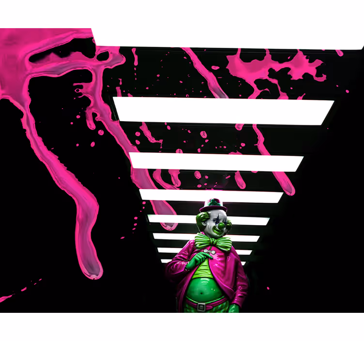 Clown in roze graffiti fotobehang - TenStickers