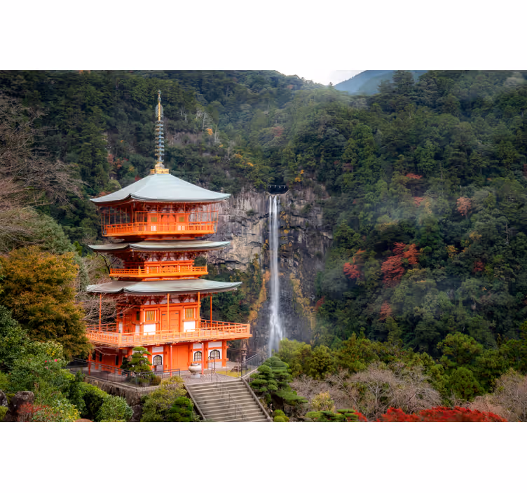 Historische japanse pagode fotobehang landschap - TenStickers
