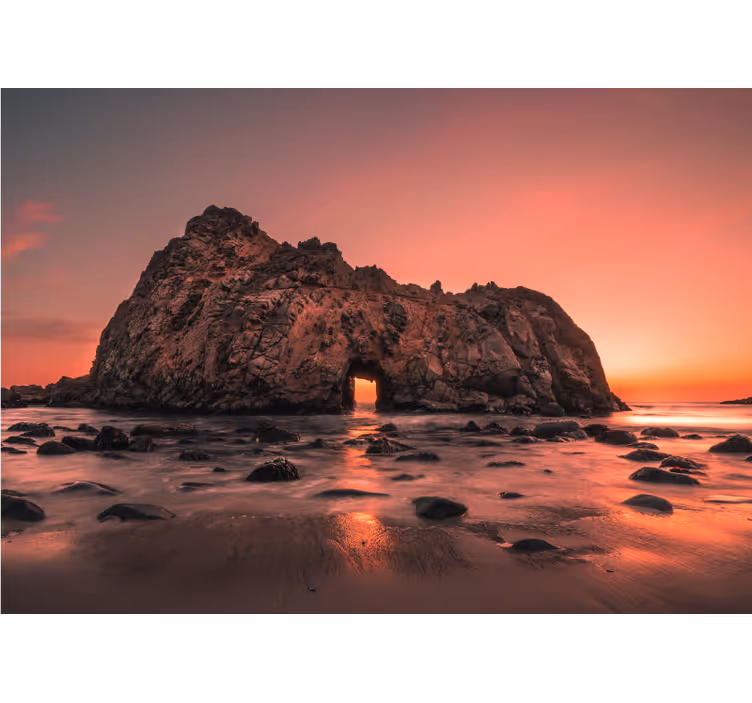 Rotsachtige kust zonsondergang fotobehang landschap - TenStickers