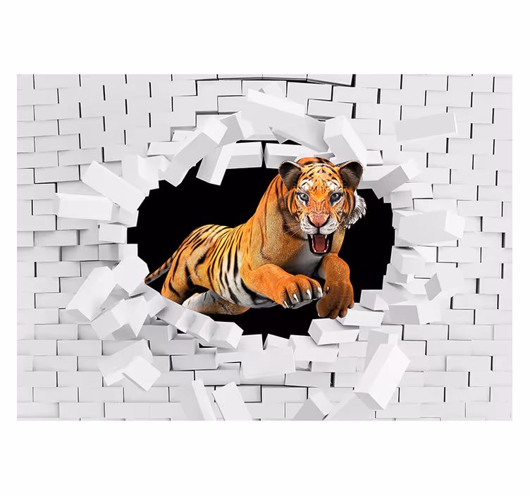Springende tijger fotobehang dieren - TenStickers