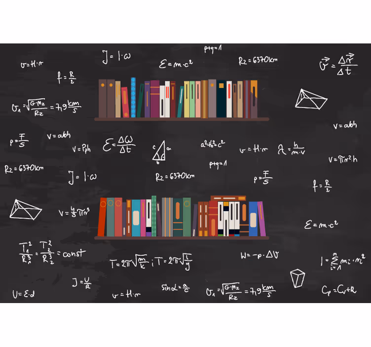 Wiskundige boekencollectie fotobehang tekst - TenStickers
