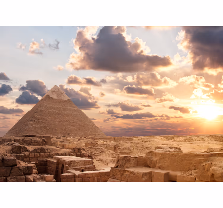 Piramide zonsondergang uitzicht fotobehang steden en landen - TenStickers