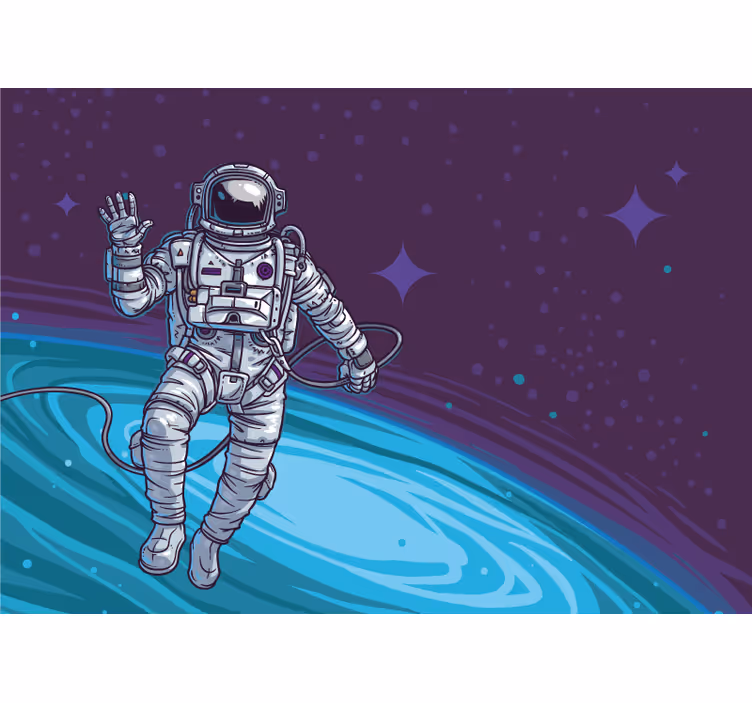 Astronaut zweeft weg foto behang ruimte - TenStickers