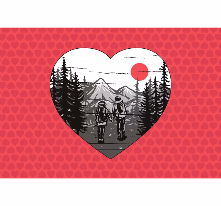 Fotobehang liefde berg hart avontuur - TenStickers