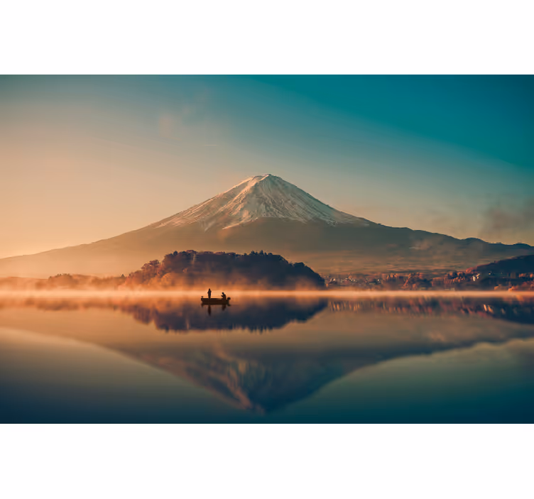 Weerspiegeling van de berg fuji fotobehang landschap - TenStickers