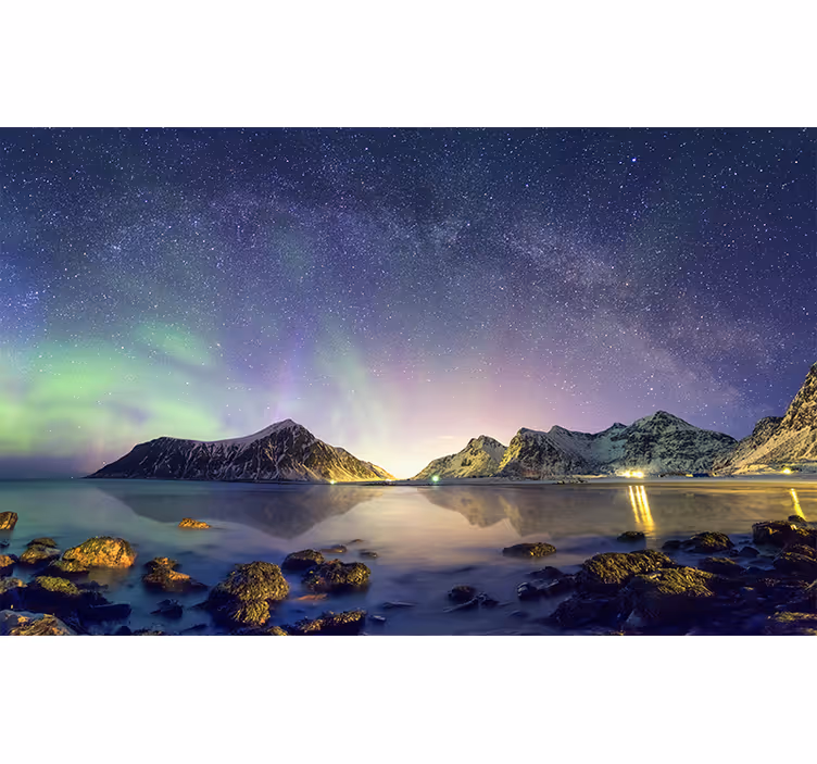 Noorderlichtvertoning fotobehang landschap - TenStickers