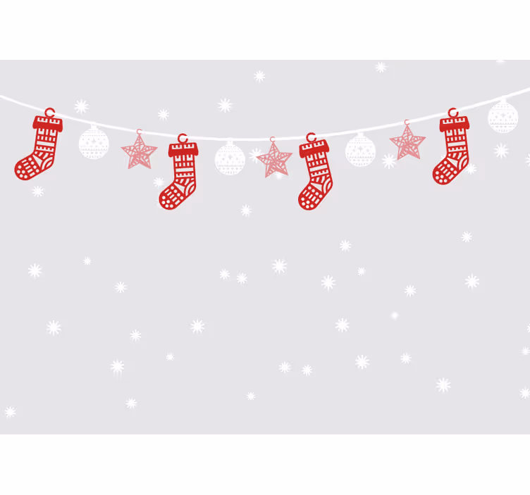 Feestelijke kousen slingers fotobehang kerst - TenStickers
