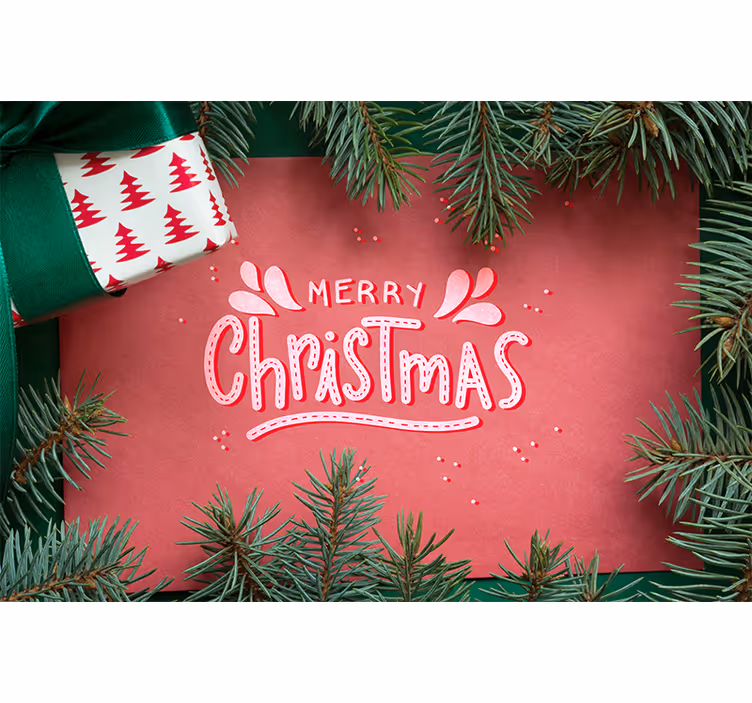 Vrolijke kerstgroet fotobehang kerst - TenStickers