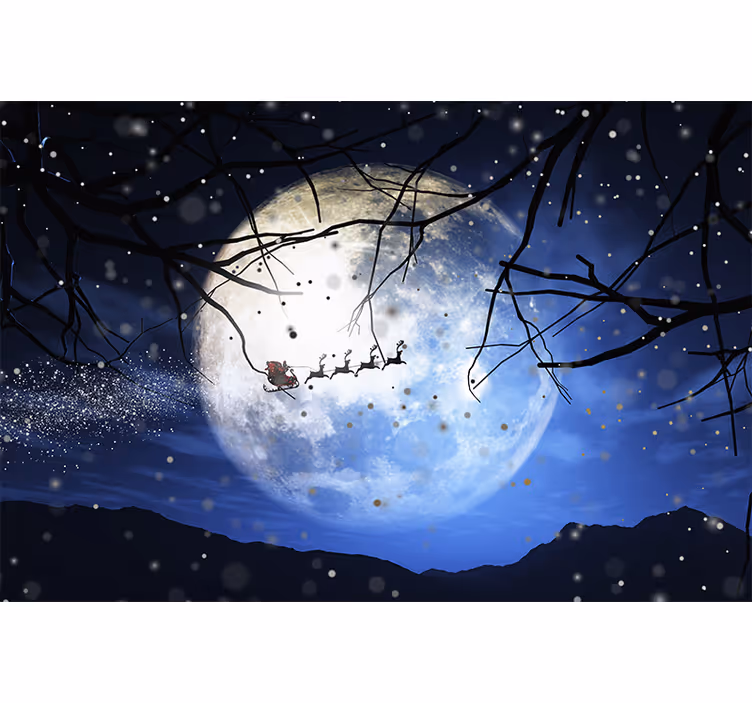 De nachtelijke reis van de kerstman fotobehang kerst - TenStickers