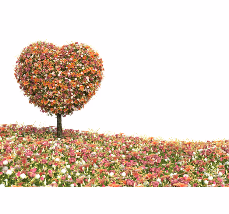 Hartvormige bloemenboom fotobehang bloemen - TenStickers
