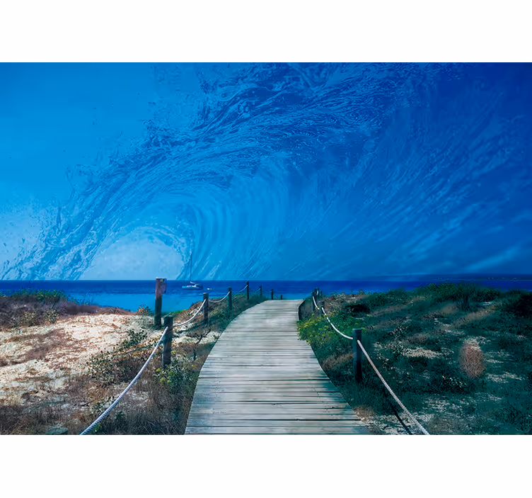 Oceaan golfpad fotobehang strand - TenStickers