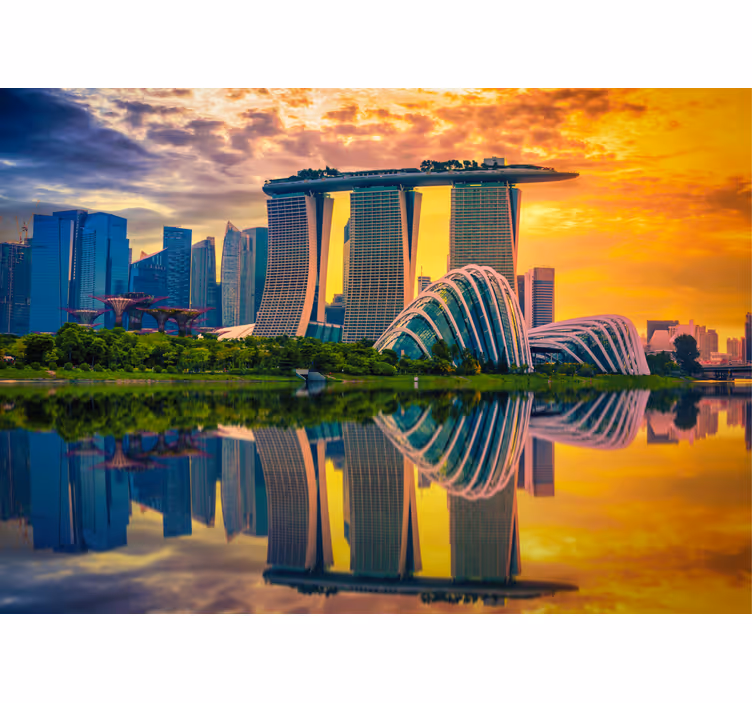 Fotobehang steden en landen marina bay reflecties - TenStickers