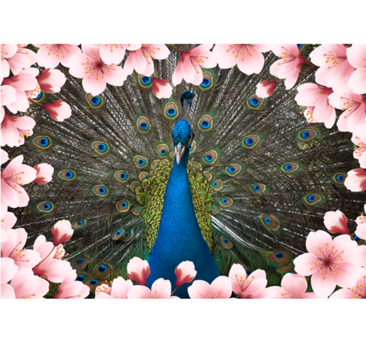 Majestueuze pauwenvertoning fotobehang dieren - TenStickers