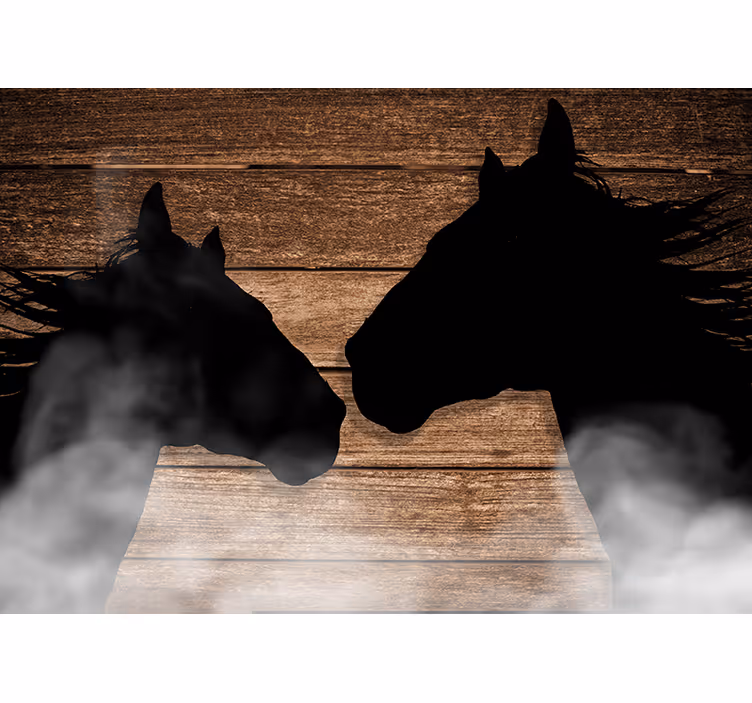 Ontmoeting met paardensilhouet fotobehang dieren - TenStickers