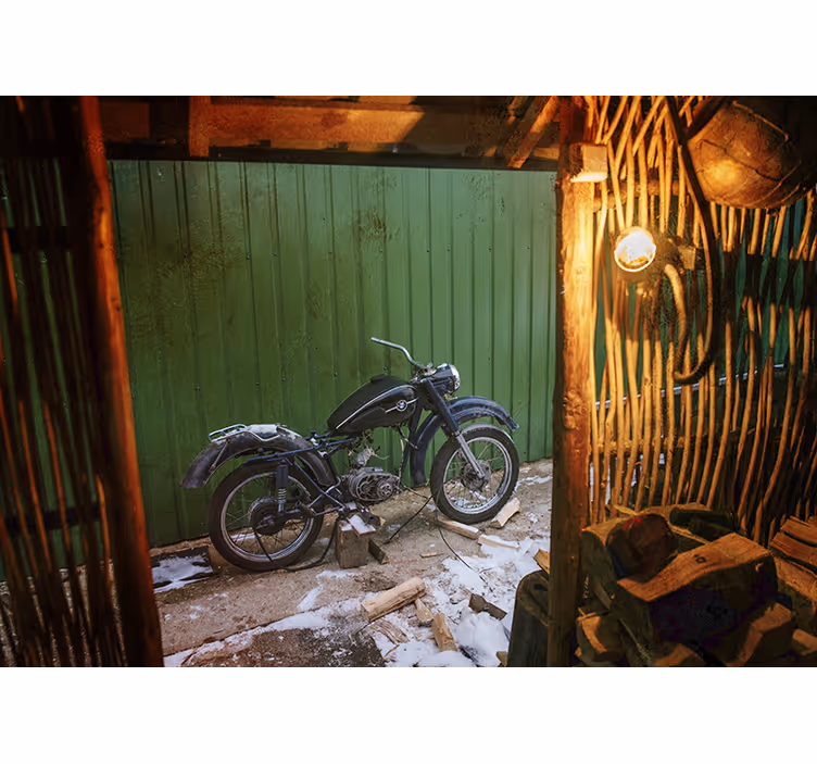 Klassieke motorscène fotobehang voertuigen - TenStickers