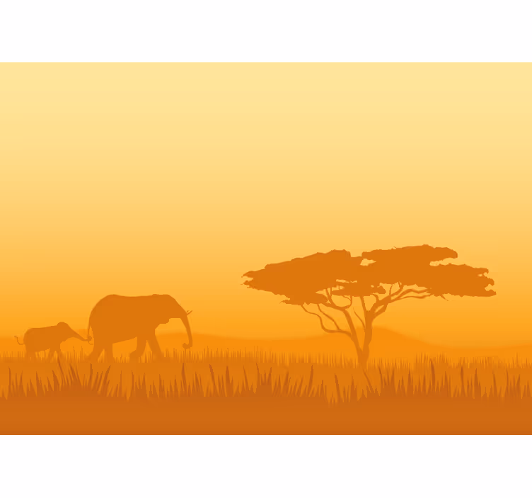 Olifanten op safari fotobehang dieren - TenStickers