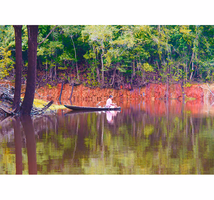 Serene kano-scène fotobehang landschap - TenStickers