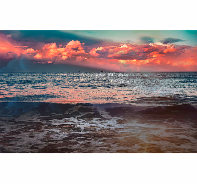 Oceaan zonsondergang sereniteit foto behang natuur - TenStickers