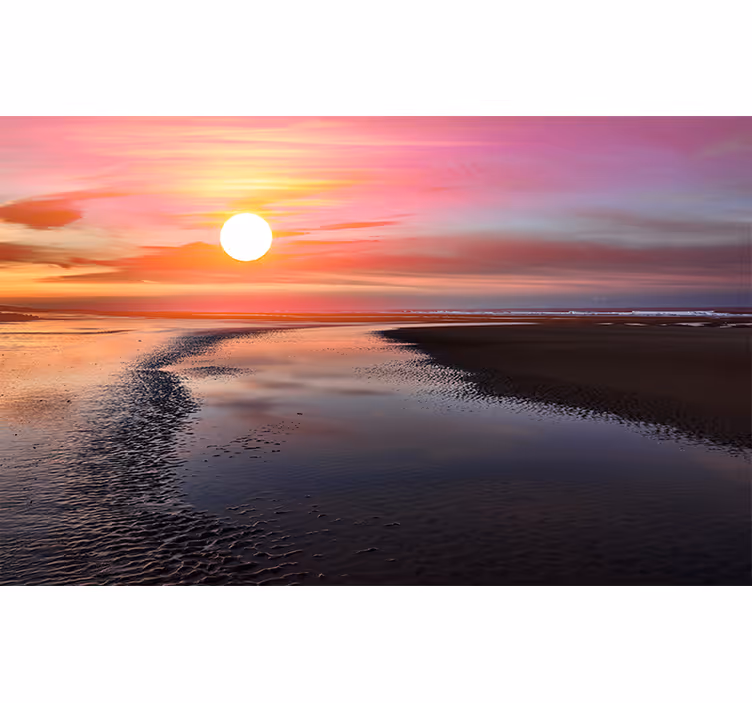 Serene zonsondergang foto behang bergen - TenStickers