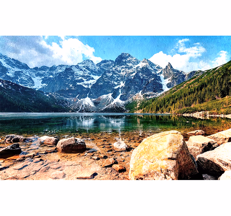 Bergmeer reflectie uitzicht fotobehang landschap - TenStickers