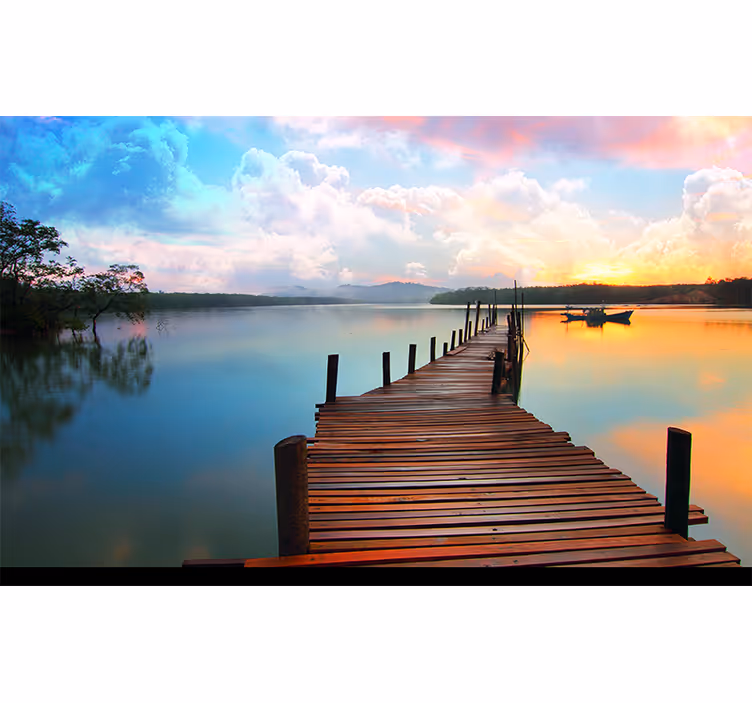 Fotobehang landschap rustige waterweg pad - TenStickers