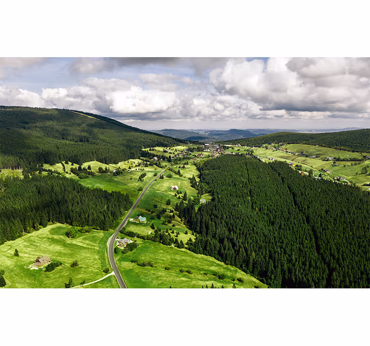 Weelderige groene heuvels fotobehang landschap - TenStickers