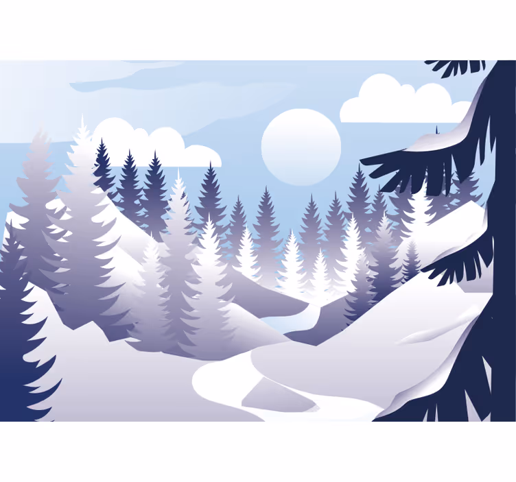 Winterbos tafereel fotobehang landschap - TenStickers