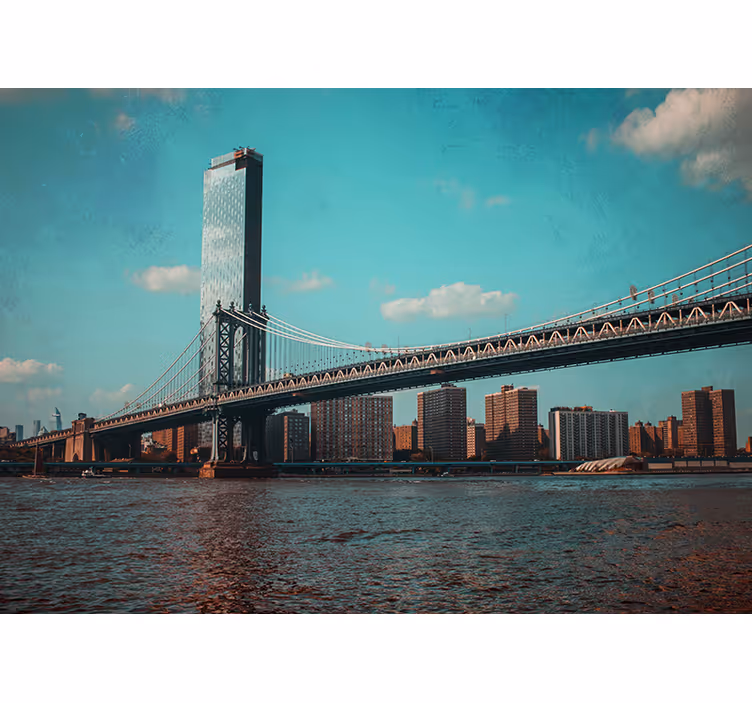 Perspectief van de brooklyn bridge foto behang New York - TenStickers