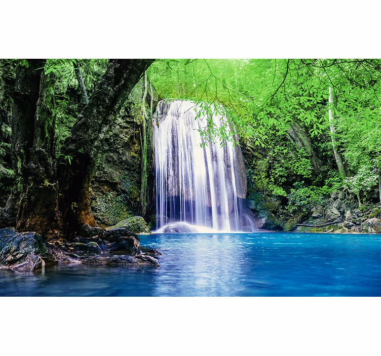 Rustig watervallandschap foto behang natuur - TenStickers