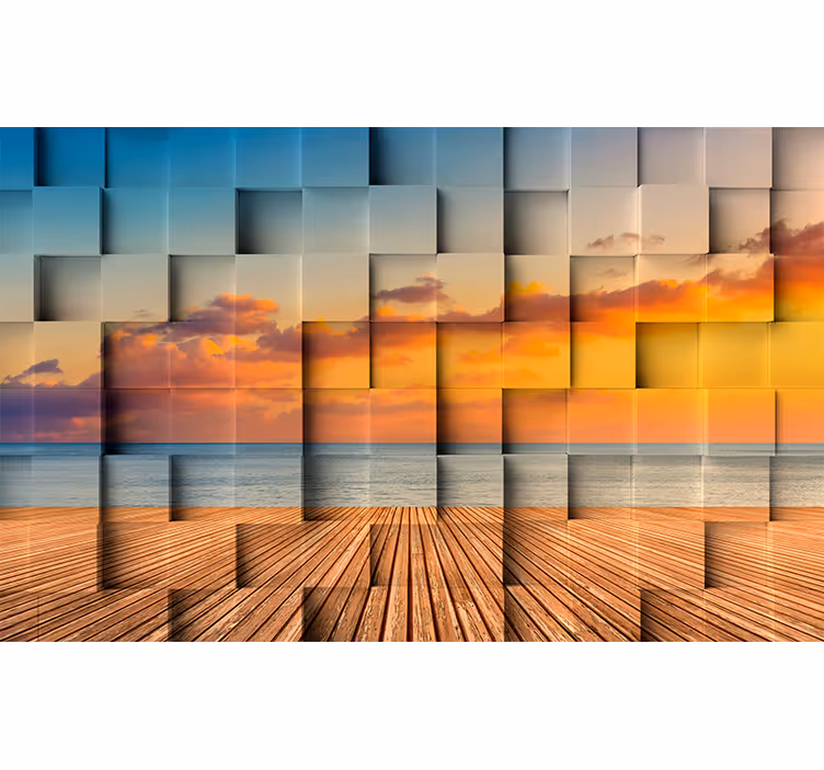 3d behang sunset oceaanzicht - TenStickers