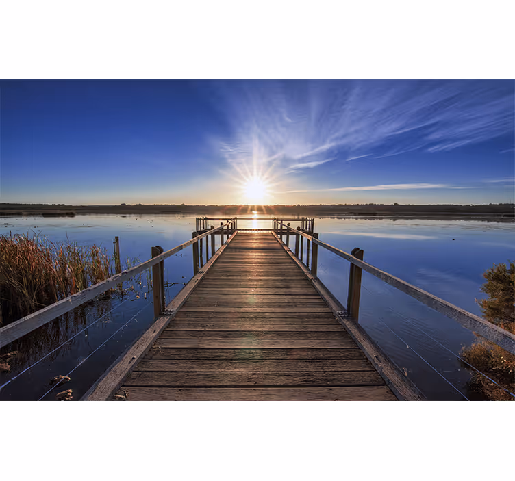 Serene zonsondergang pier fotobehang landschap - TenStickers