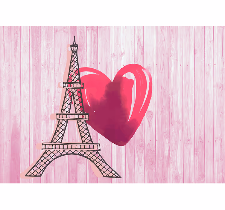 Fotobehang liefde eiffeltoren hart - TenStickers