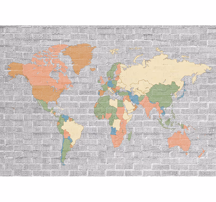 Fotobehang wereldkaart uitgebreide wereldatlas - TenStickers