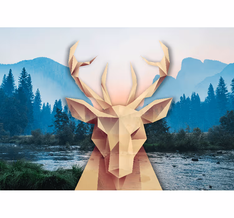 Geometrisch hertenportret fotobehang dieren - TenStickers