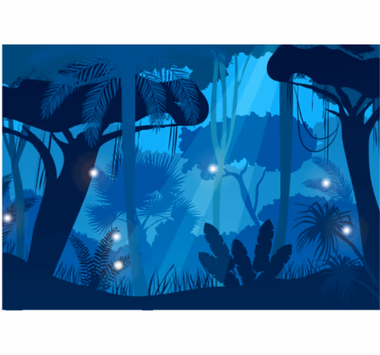 Levendig tropisch groen foto behang jungle - TenStickers
