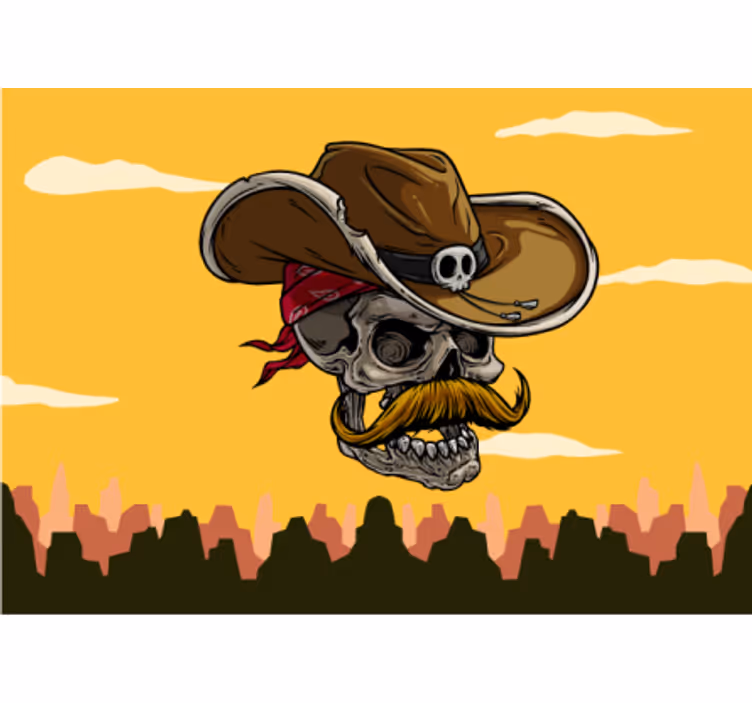 Cowboy schedel ontwerp graffiti fotobehang - TenStickers