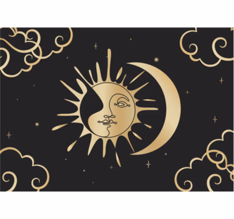 Gouden zon maan fotobehang mandala - TenStickers