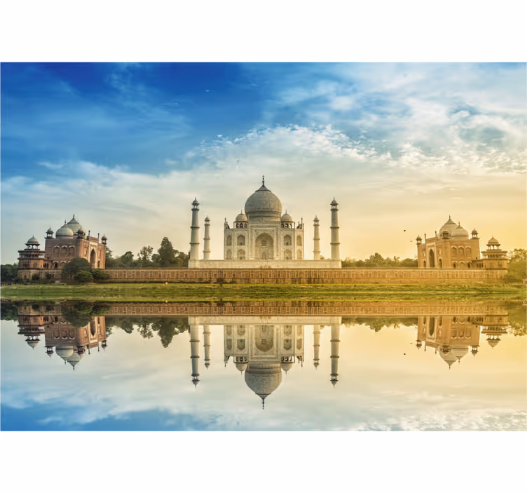 Taj mahal reflectie fotobehang steden en landen - TenStickers