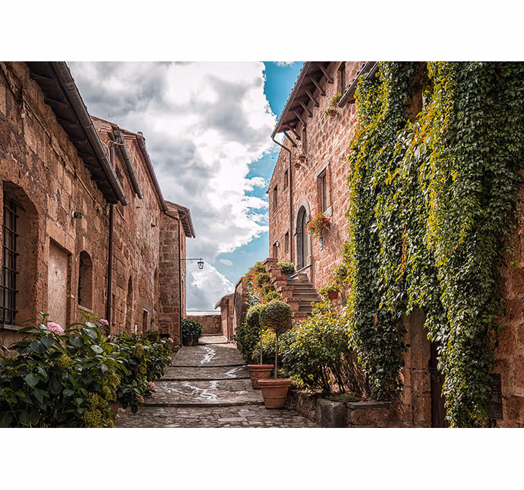 Charmante italiaanse straat fotobehang steden en landen - TenStickers
