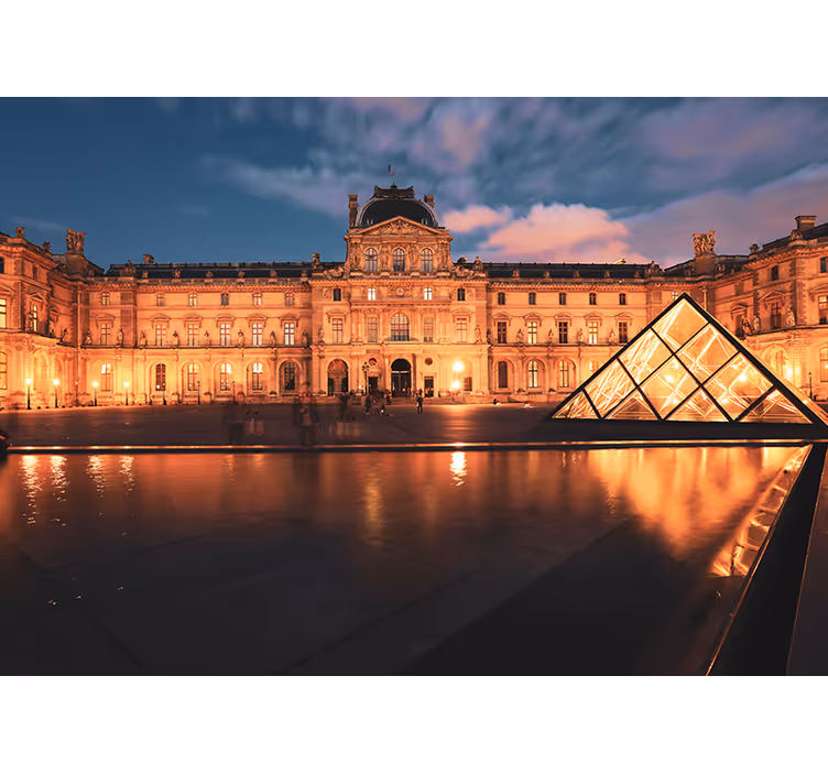 Fotobehang steden en landen louvre pyramid nacht - TenStickers